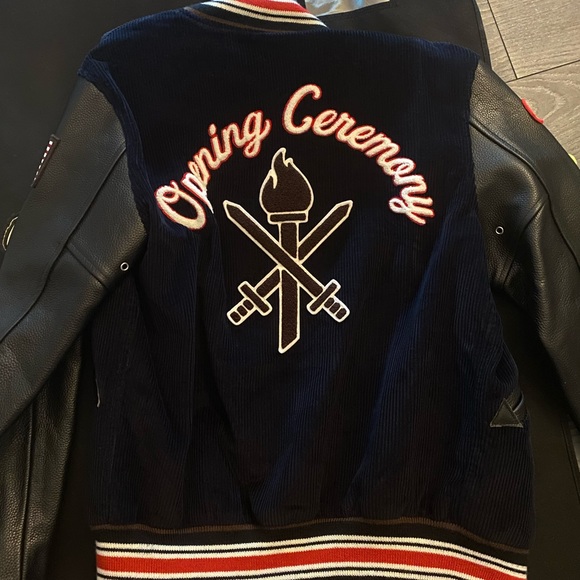 OPENING CEREMONY Black/Navy Corduroy Varsity Bomber Jacket - Picture 8 of 15